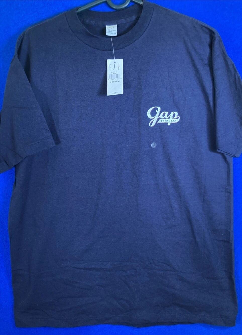 Vintage GAP T-Shirt Mens Medium Blue Classic Logo 90s Made in USA Cotton NWT VTG